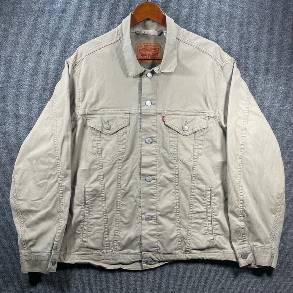 Levis Vintage Fit Button Up Work Shirt Men's XXL Beige Canvas Workwear Outdoor - Picture 1 of 13